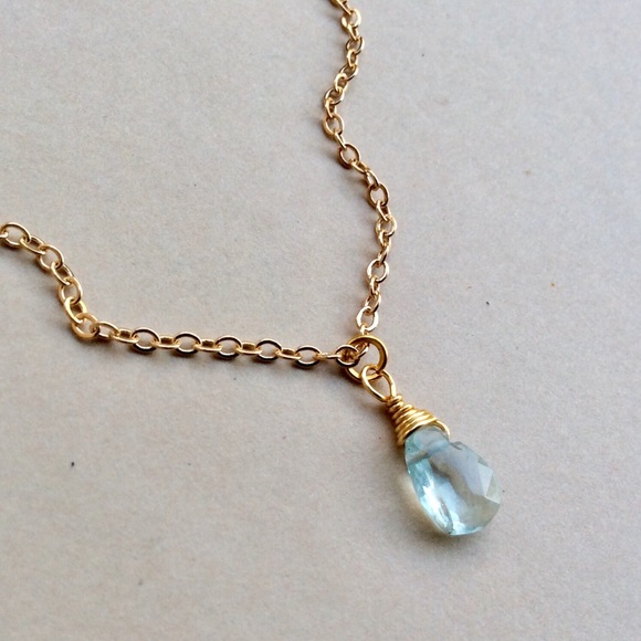 Natural Aquamarine Gold Plated Necklace & Earrings - Picture 15 of 16
